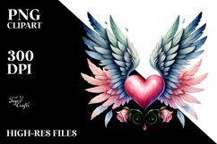 Winged Heart Watercolor, High-Res PNG Product Image 2