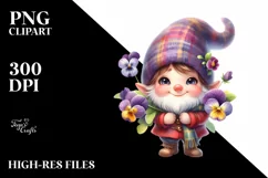 Gnome with Pansy Flowers Watercolor Product Image 3