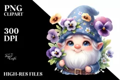Gnome with Pansy Flowers Watercolor Product Image 3