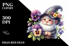Gnome with Pansy Flowers Watercolor Product Image 3