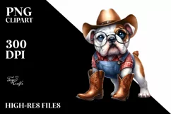 Bulldog Cowboy Boots Summer Sticker Clipart Product Image 3