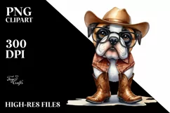 Bulldog Cowboy Boots Summer Sticker Clipart Product Image 3