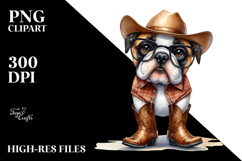 Bulldog Cowboy Boots Summer Sticker Clipart Product Image 2