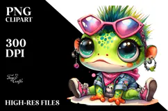 Energetic Punk Baby Frog PNG Product Image 2
