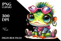 Energetic Punk Baby Frog PNG Product Image 2