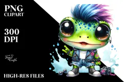 Energetic Punk Baby Frog PNG Product Image 2
