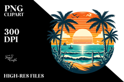Retro Tropical Beach Sunset PNG Product Image 2