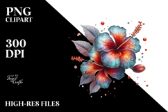Elegant Hibiscus with Metallic Accents, PNG Product Image 2