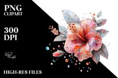 Hibiscus with Metallic Insertions, PNG Product Image 2
