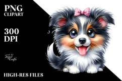 Watercolor Baby Cartoon Collie PNG Product Image 2