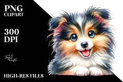 Watercolor Baby Collie, Bright PNG Product Image 2