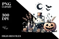Washed Watercolor Style Simple Halloween Cute Elixir PNG Product Image 1