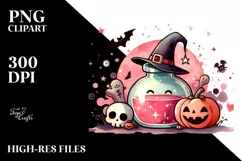 Washed Watercolor Style Simple Halloween Cute Elixir PNG Product Image 1