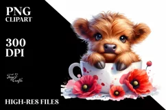 Cute Watercolor Highland Cow Clipart Product Image 1
