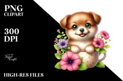 Cute Watercolor Babydog Clipart Product Image 1