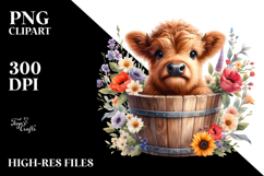 Baby Cow in Wood Bucket, Transparent PNG Product Image 2