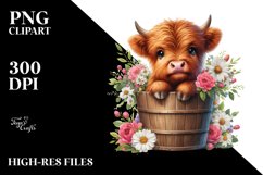 Baby Cow in Wood Bucket, Transparent PNG Product Image 3