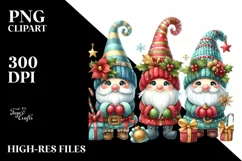 Cute Christmas Gnomes in Front of View from Semiprofile PNG Product Image 3