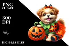 Cute Baby Dog Halloween Drawing | Sublimation Clipart Product Image 2