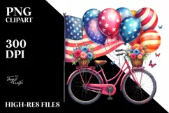Vintage Vibrant Bicycle Balloons | Clipart Product Image 1