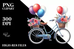 Vintage Vibrant Bicycle Balloons | Clipart Product Image 3