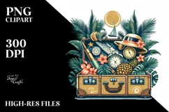 Vintage Tropical Suitcase Clipart | Sublimation | Clipart Product Image 3