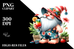 Whimsical Gnome Drinking Cocktail in Summer Clothes, Product Image 2
