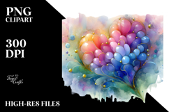 Abstract Vibrant Hyacinth Heart PNG Product Image 2