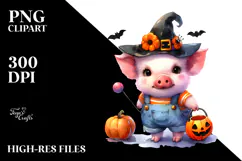 Cute Baby Pig Watercolor PNG Product Image 2