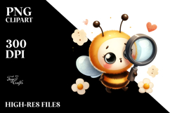 Funny Baby Bee with Magnifying Clipart Product Image 2