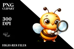 Funny Baby Bee with Magnifying Clipart Product Image 2