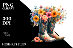 Colorful Cowboy Boots as Flower Pot | Clipart Product Image 2