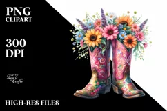 Colorful Cowboy Boots as Flower Pot | Clipart Product Image 3