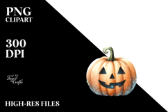 Simplistic Halloween Pumpkin Light Glitter PNG Product Image 2