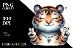 Funny Tiger Smiling Love Sign | Sublimation Clipart Product Image 1