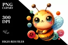 Small Colorful Plush Bee | Watercolor Clipart Product Image 1