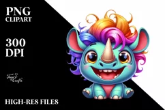 Colorful Baby Rhino Clipart Product Image 1