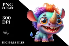 Colorful Baby Rhino Clipart Product Image 3