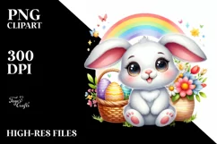 Easter Bunny Egg Flower, Clipart |T-shirt, Mug PNG Product Image 1