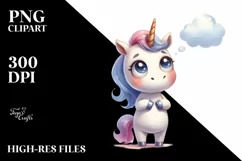 Funny Baby Unicorn Face, Transparent PNG Product Image 1