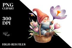 Cute Gnome with Crocus, Transparent PNG Product Image 2