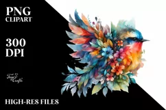 Vibrant Floral Bird Art | Sublimation | Clipart Product Image 3