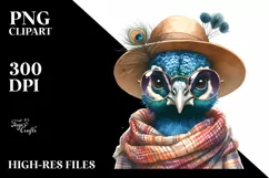 Smiling Peacock with Scarf | Clipart, Boho Style Product Image 1