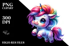 Cute Baby Unicorn Jumping PNG Product Image 2