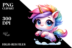 Cute Baby Unicorn Jumping PNG Product Image 2