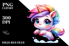 Cute Baby Unicorn Jumping PNG Product Image 2