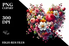 Spring Flower Heart Digital Painting PNG Product Image 2