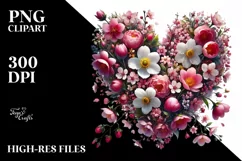 Spring Flower Heart Digital Painting PNG Product Image 2