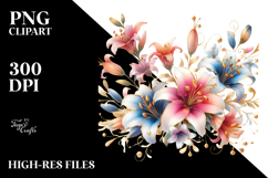 Colorful Lily Gold Insertions Flower PNG Product Image 2