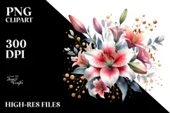 Colorful Lily Gold Insertions Flower PNG Product Image 2
